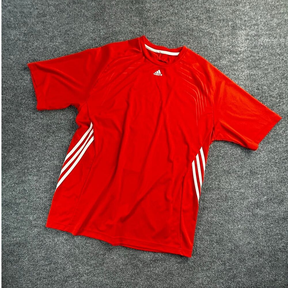 Adidas ClimaLite Men's XL Orange Performance Athletic Training Shirt 3 Stripe